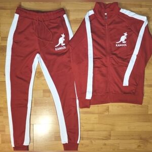 NWT Kangol Tracksuit Set Small/Medium, Red With White Stripe Soft Half Blend